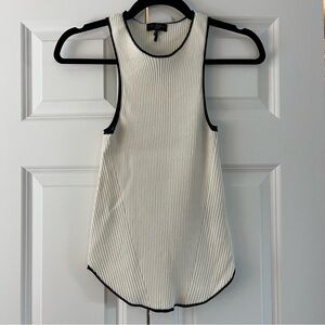 rag & bone Cream Ribbed Tank with Black Trim
